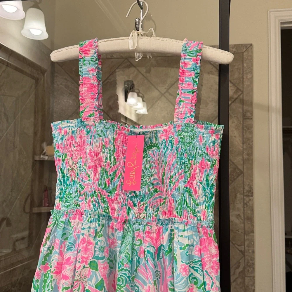 NWT Lilly Pulitzer Hadly Smocked Cotton Floral Maxi Dress - Picture 5 of 9